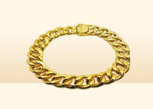 Men039s 18K Gold Plated Chain Bracelet 13mm Water Diamond Miami Cuba Bracelet2026815