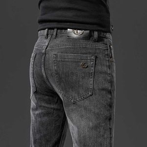 Men's Jeans designer Trendy brand denim casual micro elastic youth cotton gray mid waist long pants deep gray pants