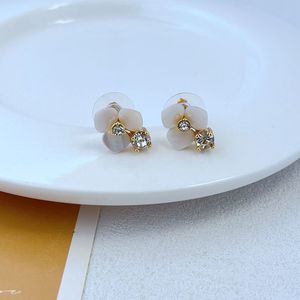 Korean Fashion Sweet Flower Designer Earrings Women Girls Nice Charm Diamond Crystal CZ Zircon Luxury KS Brand Love Heart 18K Gold Earring Earings Ear Rings Jewelry