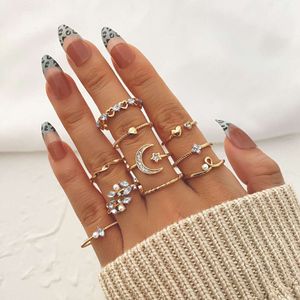 Koreanische Schmuckwelt Starry Moon Zähne Ring Set von 9 kreativen und minimalistischen Legierungsgelenkringen