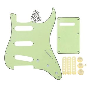 Guitar 11 holes ST SSS Pickguard Guitar Pickguard Set Mint Green with Aged White Pickup Covers,Knobs,Switch Tip Guitar Accessories