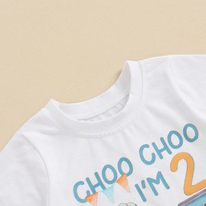 Zestawy odzieży maluch maluch chłopak 2. 3. strój urodzinowy Choo Im dwa pociąg z krótkim rękawem T-shirt