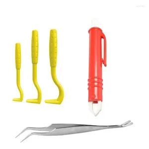 Hundekleidung PCs Haustier Tick Remover Tool Set Edelstahlhaken Flohfaderzern Clip Com Com Com für Hunde Katzen