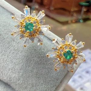 Stud Earrings Jewelry For Woman With Natural Emerald Gemstone 5 5mm Wedding Party Banquet Anniversary Lady Gift