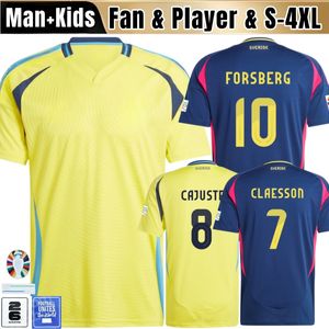 Schweden 2024 Euro -Pokal Fußball -Trikot Ibrahimovic Schwedische Nationalmannschaft 24 25 Fußball -Hemd Zuhause Yellow Away Navy Blue Herren Uniform Larsson