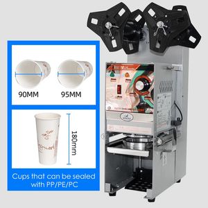 90mm / 95mm 직경 스테인리스 컵 밀봉 기계 상용 커피 코코아 음료 용 반자동 버블 티 컵 실러