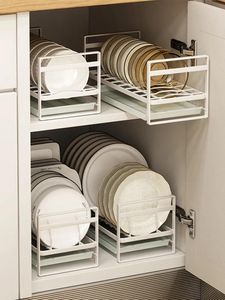 Kök förvaringsskål torkar rack skålskedsked hållare med fackpanna lock hyllan matlagning pannor täcker stativ tillbehör