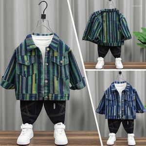 Jackets 2024 Autumn Spring Fashion 2 3 4 5 6 8 10 12 Years Children Clothing Baby Striped Outwear Jeans Handsome Kids Boys Denim Jacket