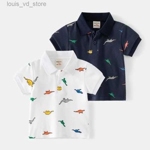 Polos Polo T shirts for Childrens Summer Outfit Boys Dinosaur Lion Car Rocket Full Print Short Sleeve Clothes Tops Kids Tees 1 3 5 7Y T240415