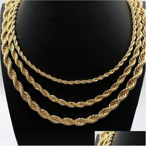 Andere goldplattierte Seilkette Edelstahl Designer -Halskette für Frauen Männer Goldene Mode Twisted Ketten Schmuck Geschenk 2 3 4 5 6 mm M DHSKK