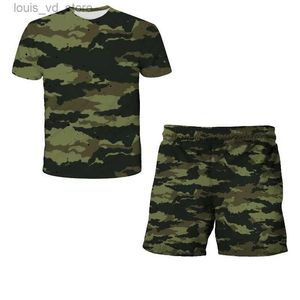 Clothing Sets 2023 Summer Kids Clothes Set For Baby Boys Camouflage Tops Pants 2PCS Short Sleeve Costume Tracksuit Outfits Set T240415