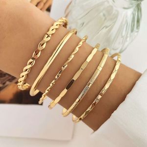 Ins Diamond Fried Dough Twists Smooth 6-piece Irregular Punk Bracelet Set