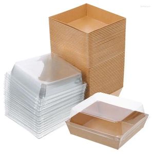 Placas 50pcs sanduíche de papel de embalagem salada de pão com tampa de embalagem de embalagem frutas