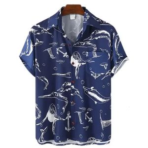 Summer Mens Casual Camisa Floral Hawaiian Short Sleeve Oversized Shirt Vintage Cartoon Style Fashion Pattern Harajuku Clothes 240415