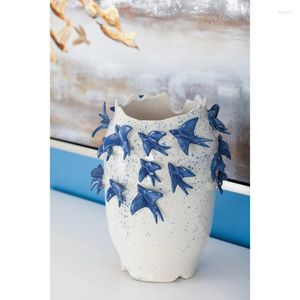 Vasen Bird 3d Weißer Keramik Vase Propogation Station Wohnheimdekorationen Floreros Dekorativos Moderno Buch für Blume Chinesisch V.