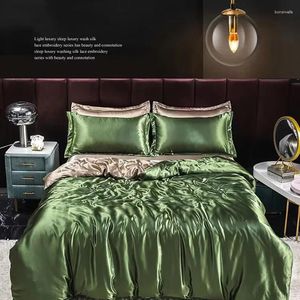 Pillow 4 PCS Solid Color Bedding Set Luxury Soft Sheet And Pillowcases Quality Quilt Cover Summer Bed For Home