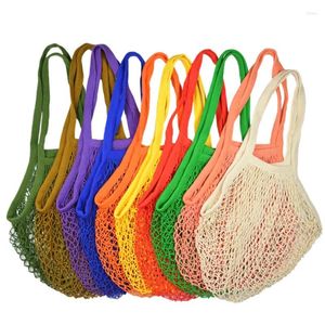 Storage Bags 1PC Reusable Cotton Mesh String Organizer Handbag Short Handle Shopping Tote Portable Grocery For Fruit Vegetable Bag