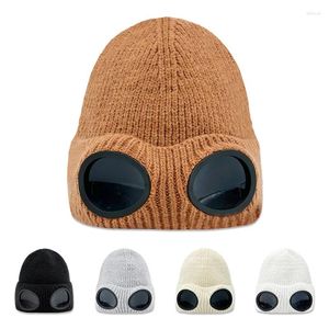 Ball Caps Autumn e Goggle invernali addensati Cappello da sci pili Mortizzato a maglia per uomini Donne pilota Pullover termico