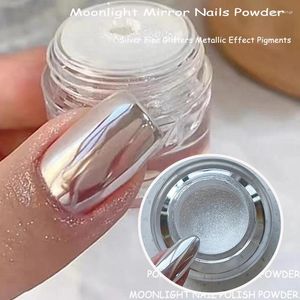 Glitter per unghie rete 0,5 g argento fine effetto metallico in polvere 1 in bottiglia al chiaro di luna pigmento polvere di polvere polacco gel olografico Chrome ft56gh ft56gh