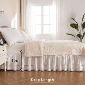 Elastic Ruffles Bed Skirt Soft Comfortable Wrap Around Fade Resistant Cover Without Surface Couvre Lit Protector 240415