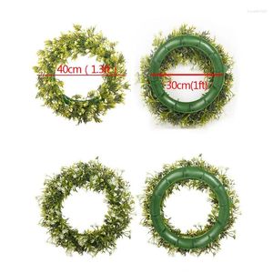 Decorative Flowers Aqumotic Door Wreaths For Front Outside 40cm Eucalyptus Globulus 1pc Summer Sunflower Green Grass Fall Farmhouse