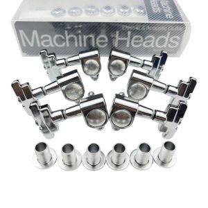 Guitar KAYNES J109 3R+3L Chrome Silver Electric Guitar Machine Heads Tuners Art Deco Rotomatic Imperial Style Head Guitar Tuning Pegs