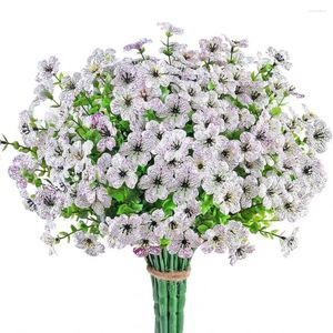 Dekorative Blumen 4pcs falsche realistische elegante Eukalyptus künstliche Blume Hochzeitpflanzen Weihnachten Girlandenmaterial