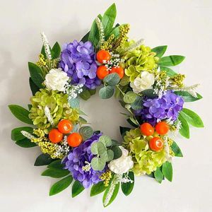 Decorative Flowers Hydrangea Flower Wreath Simulation Garland Vibrant Artificial Long-lasting Christmas For Home Decoration Door