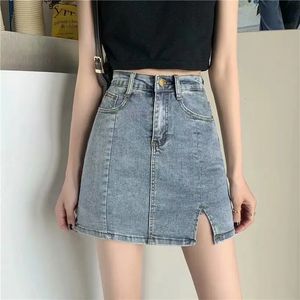 Feynzz Fashion Summer Women High Waist Button Wigh Leg Jeans sexy Shorts Casual Female Loose Fit Blue Denim 240415