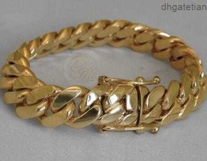 Solid 14k Gold Miami Mens Cuban Curb Link Armband 8 Heavy 98 Grams 12mm253v259i