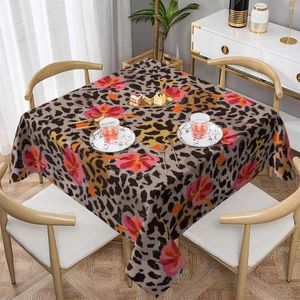 Tabela de mesa de toalha de leopardo flora