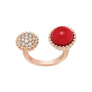 Brand Brand Brand Van Precision Edition Lucky Grass Avanced Simple Fashion Temperament Female Fritillaria Fritillaria Ring a doppio fiore con categoria logo