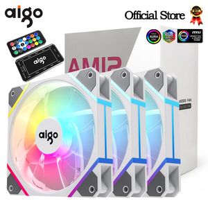 AIGO AM12 RGBファンVentoinha PC Controladora 120mm Computer Case Fan Kit 6pin Water Cooler CPU Cooling Fans Argb 12cm Ventilador 240314