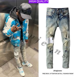 AMR-Jeans Mens Jeans Stretch Slim Fit Pants Retro HipHop Jeans Drip Jeans Low Rise High Street Skinny Jeans High Quality Designer Jeans Fashion Trendy Jeans