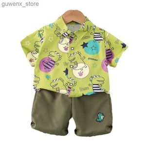 Clothing Sets New Summer Baby Clothes Suit Children Boys Cartoon Shirt Shorts 2PcsSets Infant Casual Outfits Toddler Costume Kids Tracksuits Y240415ELAXY240417E
