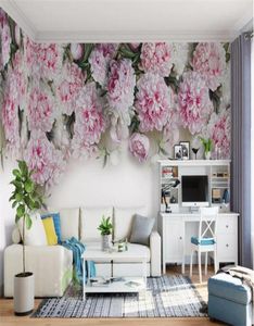 Anpassad PO Wallpaper European Romantic Peony Flower TV Bakgrund Vägg Mural Bedroom El Theme Restaurant Wallpaper7044395