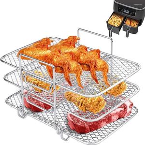 Kochgeschirrsets Edelstahlluft Frittichregte Hochwertige stapelbare mehrschichtige Dreischicht-Korbkäkchen-Dehydrator-Küche Gadgets