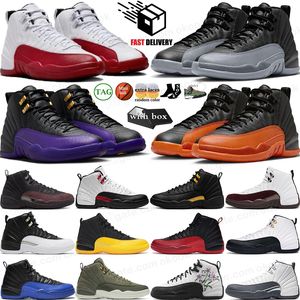 With Box Jump man 12 Cherry 12s Mens Basketball Shoes Red Taxi Playoffs Fieled Purple Brilliant Orange Wolf Grey Flu Game Royalty Sports Sneakers Trainer