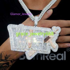 رقم 1 مصنع مخصص VVS Lab Moissanite Diamond Netlace قلادة Iced Out Hip Hop Letter Name Chain for Men Jewelry Gweet