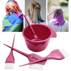 Hårfärgfärgad skålkam Borstar Verktyg Set färgfärgad färgämne skålkammar Brush Twin Headed Borstes Salong Frisör Styling Tool