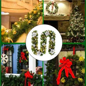 Decorative Flowers Plastic 2.7m Christmas Rattan Portable Xmas Tree Garland Shopping Mall Bar Festival Ornamental Wreath With LED Light Red