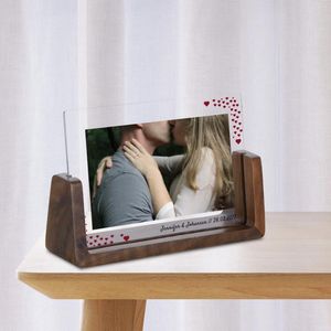 Ramar Anpassade par Akryl PO -ram med träbas Desktop Decor Gift For Lover Wife Girl Valentine's Day Jubileumsgåvor
