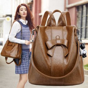 Anti-theft Trendy Backpack for Women 2024 Spring/summer Korean Version Fashionable Multi-purpose Cute Bow Travel Bag