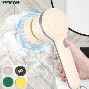 Escova de limpeza pincel de limpeza elétrica 5in1 Multifuncional doméstico rotação elétrica Cleanin Brush for Kitchen Banheiro Pia do vaso sanitário Livinador L49