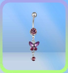 6 colori Mescola i colori ombelico anelli ombelico anelli per piercing gioielli penzolanti Accessori Fashion Charm Butterfly 20pcslot6508512