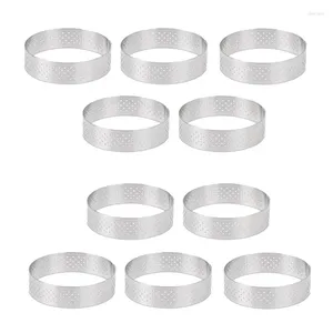 Baking Moulds Circular Stainless Steel Tart Ring Tower Pie Cake Mould Tools Perforated Mousse