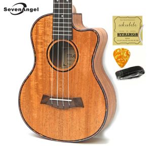 Cables 23/26 inch Mahogany Ukulele Hawaiian 4 Strings Mini Travel Guitar Music Instrument Electric Ukulele Pickup EQ Celluloid Binding