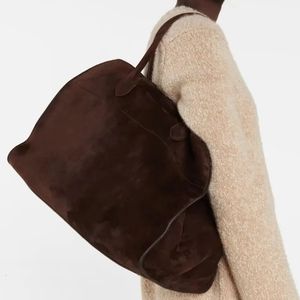 High Street Margaux17 Single Shoulder Tote Handbag Casual Y2K Cowhide High-Capacity Bag Suede Soft For Women Väskor 240329