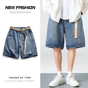 Mens Summer Wide Leg Denim Shorts Casual Straight Short Loose Jeans Male Fashion Brand Clothes Women Denim Shorts 240410