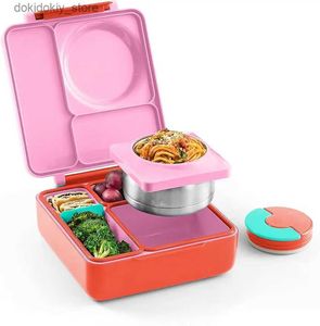 Caixas Bento Bento Caixa para crianças - isolada com jarro de alimentos térmicos à prova de vazamentos - 3 compartimentos duas zonas de temperatura (pecador) (Packa L49